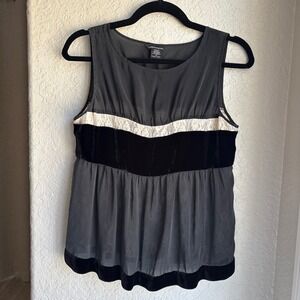 Women S Silk Babydoll Tank Top Y2K Vintage Black Velvet Lace Trim Sleeveless